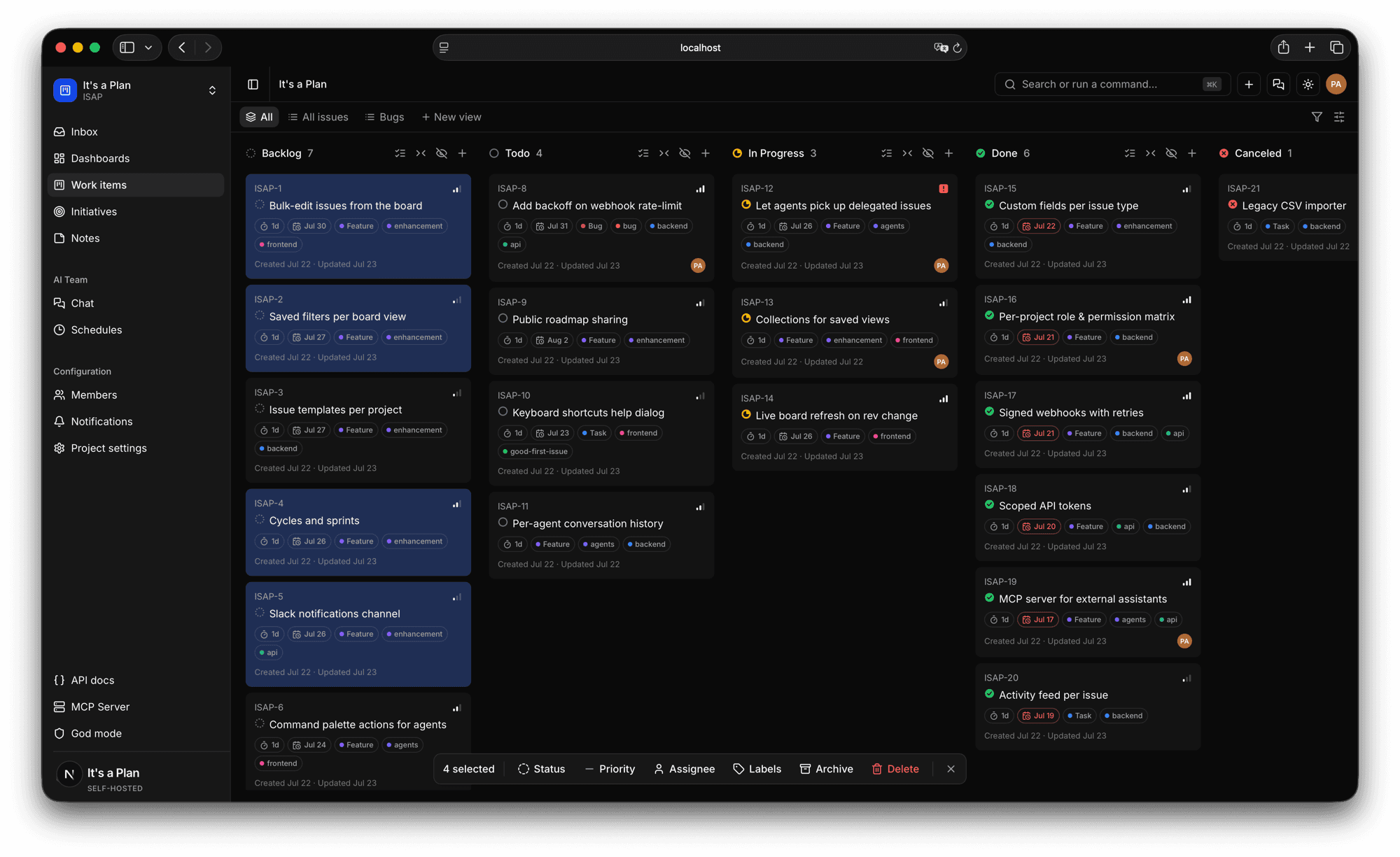 Bulk actions