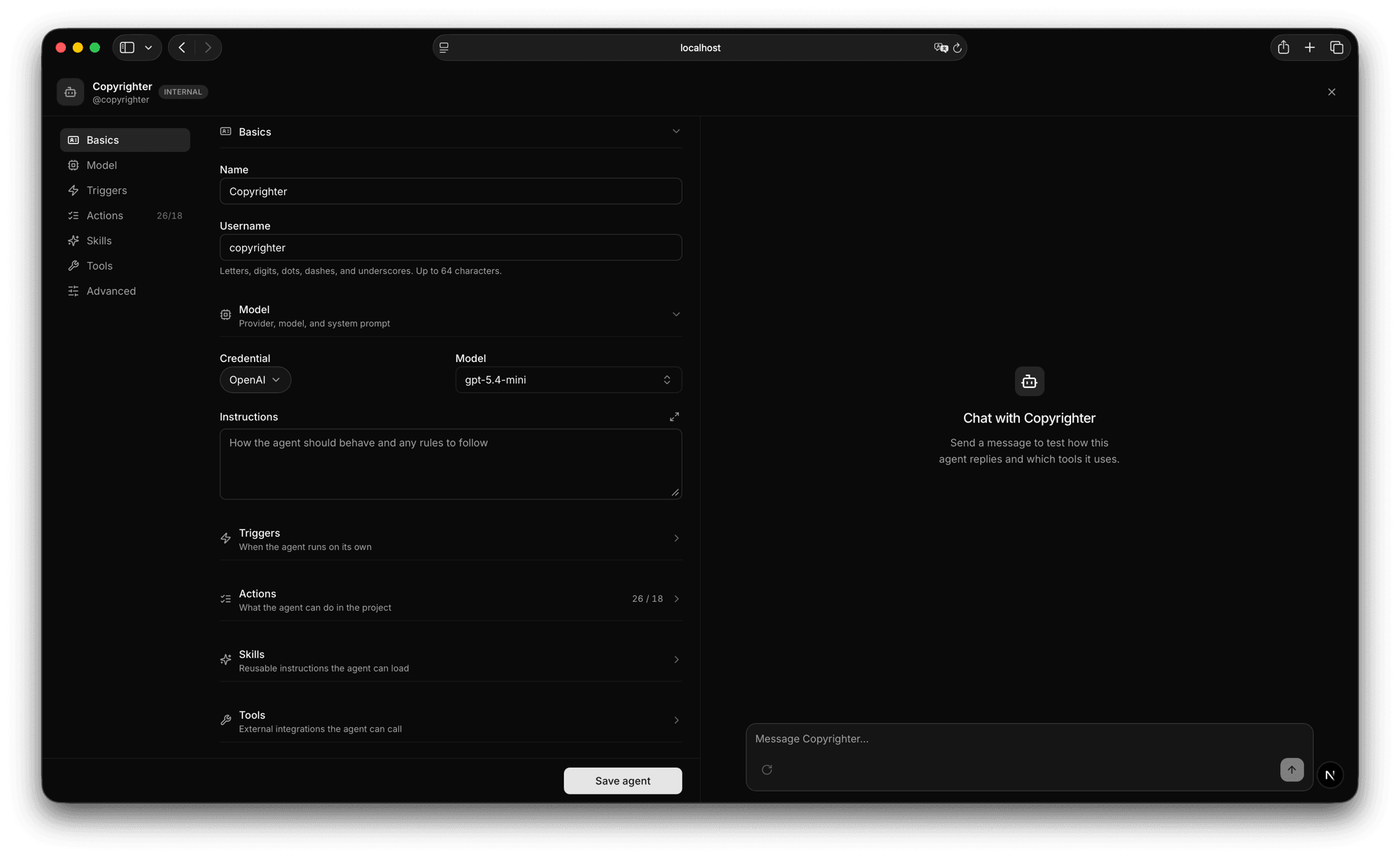 Agent builder